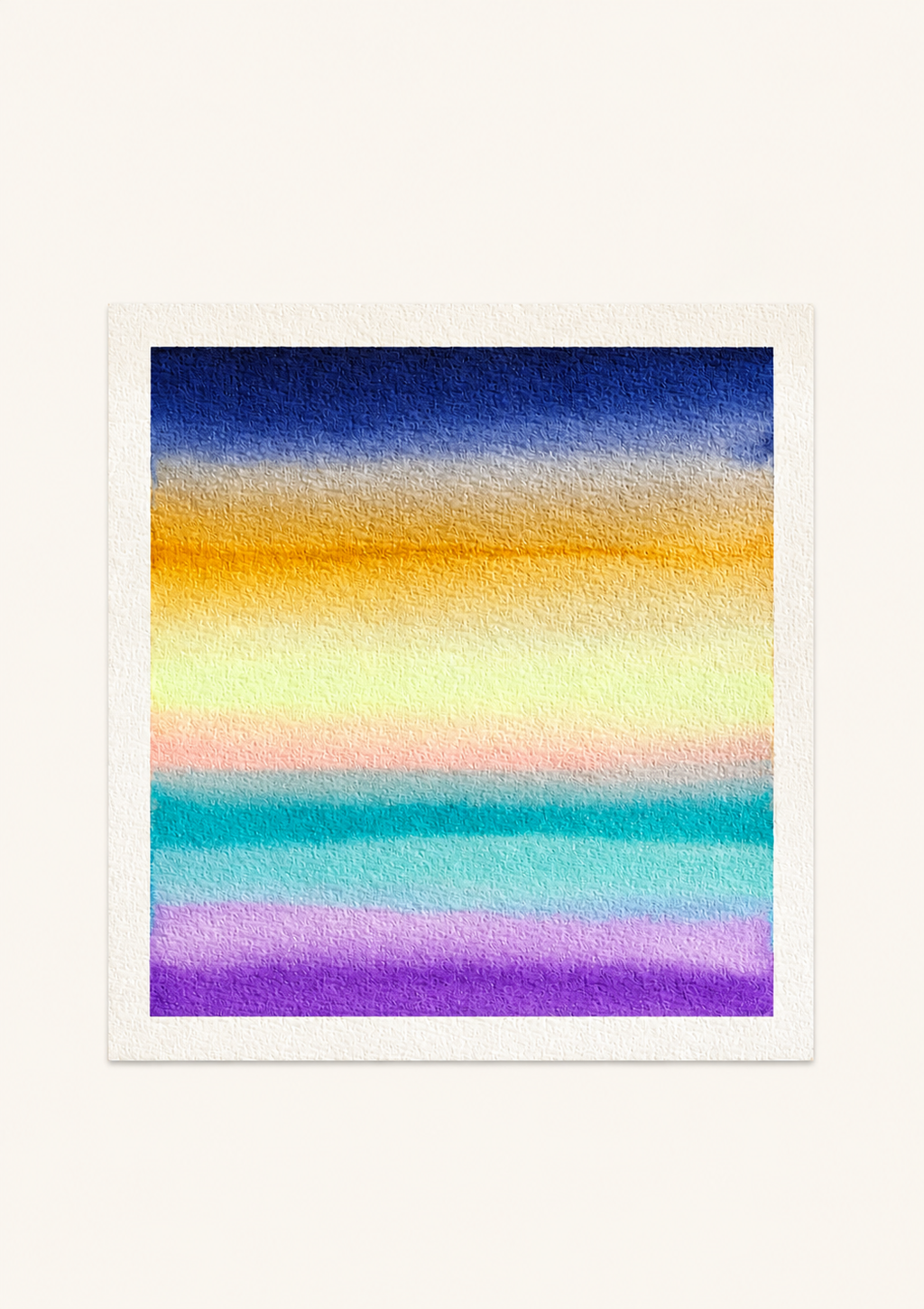 Rainbow Tide — Aquarelle originale — 20x20 cm