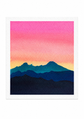 Sunset Peaks — Aquarelle originale — 20x20 cm