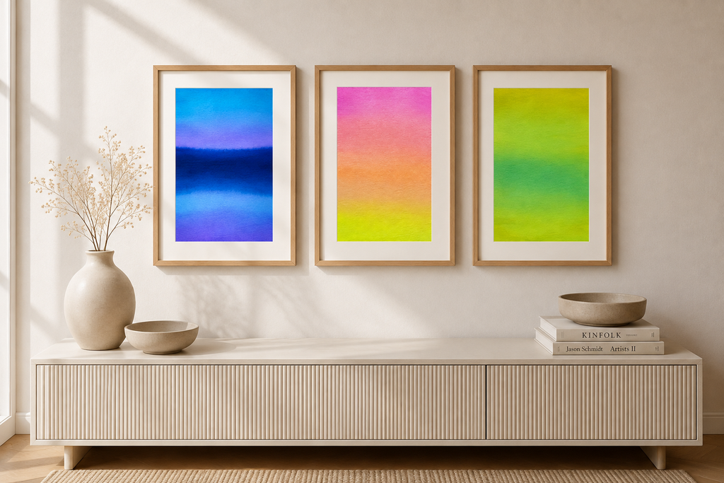 Neon Sunset — Aquarelle originale — A5
