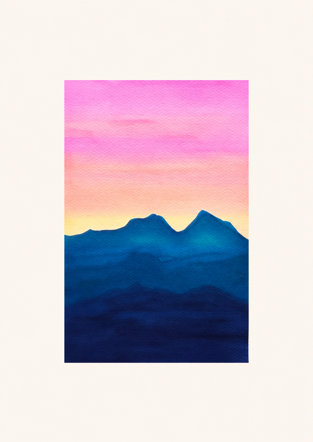 Blue Alps — Aquarelle originale — A4