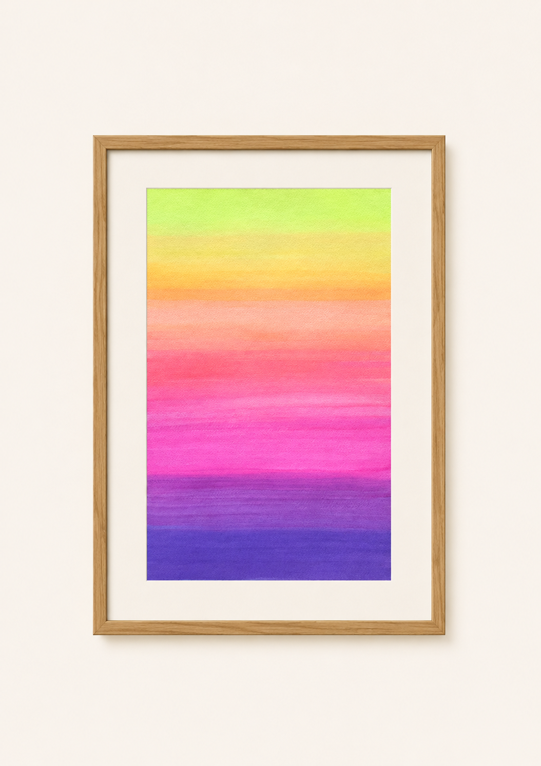 Neon Horizon — Aquarelle originale — A3