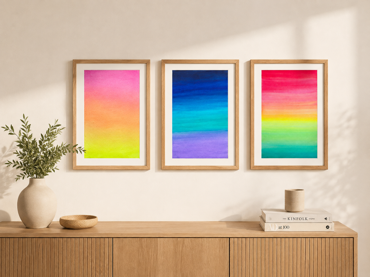 Electric Sunset — Aquarelle originale — A4