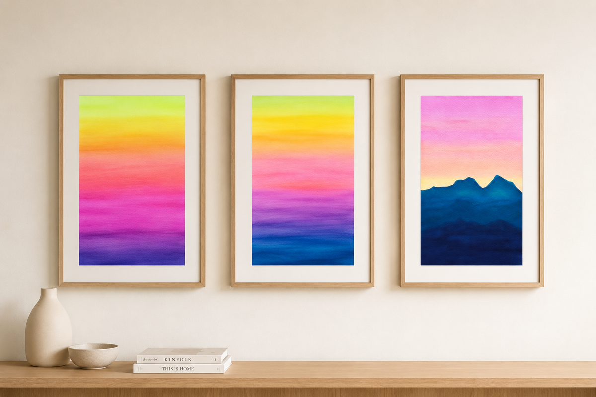 Summer Sunset — Aquarelle originale — A3